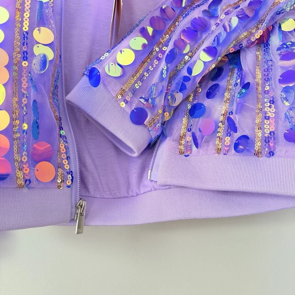 Girls Sequin Bomber Jacket Iridescent Shiny Pageant (MORE THAN MAGIC) SZ-S‎ 6/6X